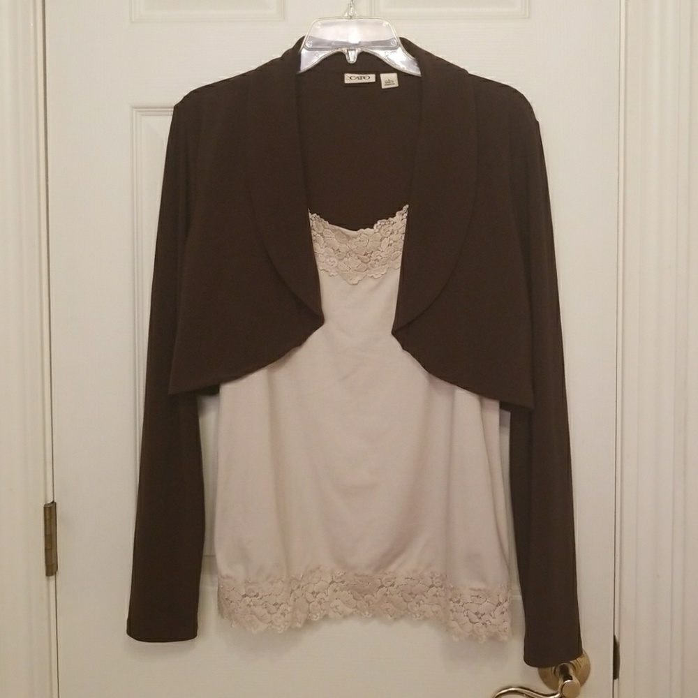 Brown Long Sleeve Cropped Shrug